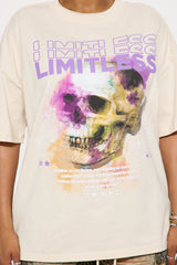 Limitless Skull Boxy Washed Tee - Off White