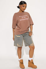 Kindness Is So Gangsta Washed Boxy Tee - Brown