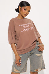 Kindness Is So Gangsta Washed Boxy Tee - Brown