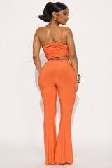 Kairo Ruched Flare Pant Set - Orange