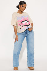 Def Leppard Cheetah Lips Oversized Tee - Cream