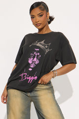 Biggie World Tour Washed Oversized Tee - Black