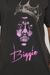 Biggie World Tour Washed Oversized Tee - Black