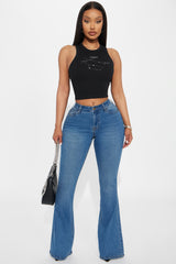 Gemini Season Ribbed Tank Top - Black