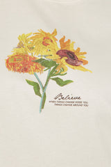 Van Gogh Sunflower Vase Washed Tee - Off White