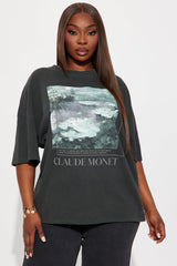 Van Gogh Water Lilies Washed Tee - Black Wash