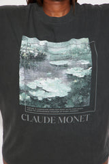 Van Gogh Water Lilies Washed Tee - Black Wash