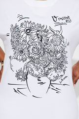 Van Gogh Sunflowers Washed Tee - White