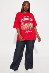 Lightening Car Trophy Oversized Tee - Red