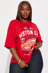 Lightening Car Trophy Oversized Tee - Red