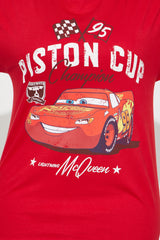 Lightening Car Trophy Oversized Tee - Red