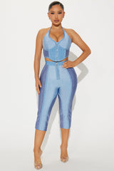LaLa Bandage Capri Legging Set - Blue