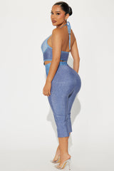 LaLa Bandage Capri Legging Set - Blue