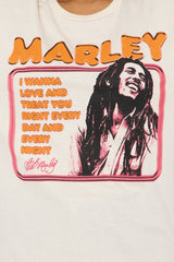 Bob Marley Lyrics Oversized Tee - Cream
