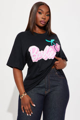 Barbie Cherry Oversized Tee - Black