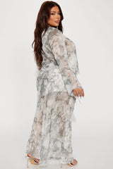 Good Habit Chiffon Skirt Set - Grey