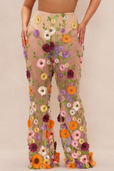 Celena Embroidered Pant - Nude/combo
