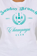 Sunday Brunch Club Oversized Tee - White