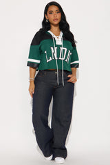 London Time Lace Up Jersey Hoodie - Hunter Green