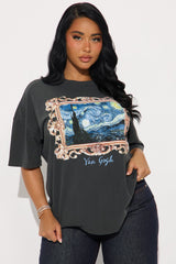 Van Gogh Starry Night Washed Tee - Black Wash
