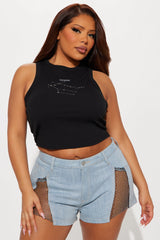 Gemini Season Ribbed Tank Top - Black