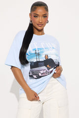 Ice Cube Tour Washed Oversized Tee - Light Blue