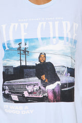 Ice Cube Tour Washed Oversized Tee - Light Blue