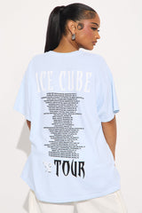 Ice Cube Tour Washed Oversized Tee - Light Blue