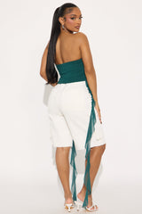 Here To Win Ruffle Tube Top - Hunter Green
