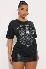 Ride Or Die Cross Washed Tee - Black