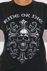 Ride Or Die Cross Washed Tee - Black