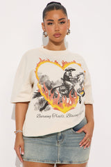 Blazing Hearts Washed Tee - Off White