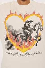 Blazing Hearts Washed Tee - Off White