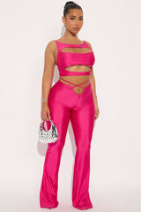 Cut To The Chase Cut Out Pant Set - Fuchsia