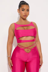 Cut To The Chase Cut Out Pant Set - Fuchsia