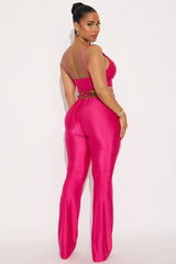 Cut To The Chase Cut Out Pant Set - Fuchsia