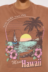 Maui Hawaii Oversized Tee - Brown
