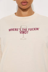 Where's The F In' Vino Washed Tshirt - Off White