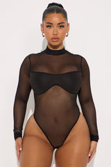 Brenda Sheer Bodysuit Pant Set - Black