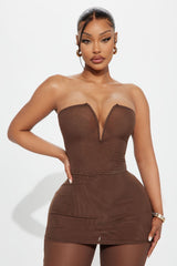 In My Place Mesh Pant Set - Chocolate