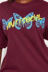 Anti Social Energy Graphic Tee - Burgundy