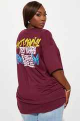 Anti Social Energy Graphic Tee - Burgundy