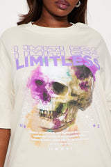 Limitless Skull Boxy Washed Tee - Off White