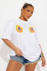 Papaya Summer Washed Oversized Tee - White
