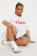 CIAO Washed Oversized Tee - White