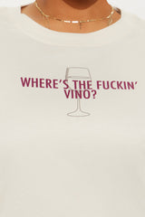 Where's The F In' Vino Washed Tshirt - Off White