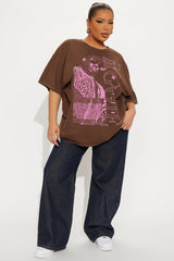 Biggie Spread Love Washed Oversized Tee - Dark Brown
