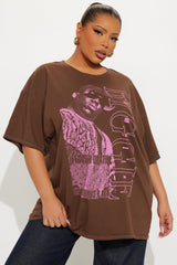 Biggie Spread Love Washed Oversized Tee - Dark Brown