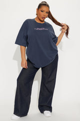 Bilingual Haha Jaja Washed Tshirt - Navy Wash