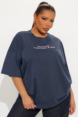 Bilingual Haha Jaja Washed Tshirt - Navy Wash
